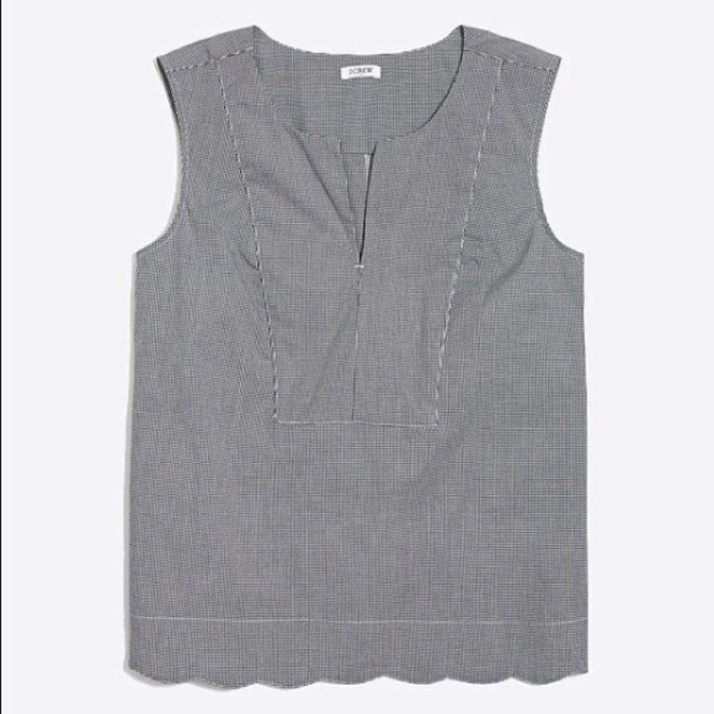 J.Crew Factory Printed Scalloped Shell BW Gingham